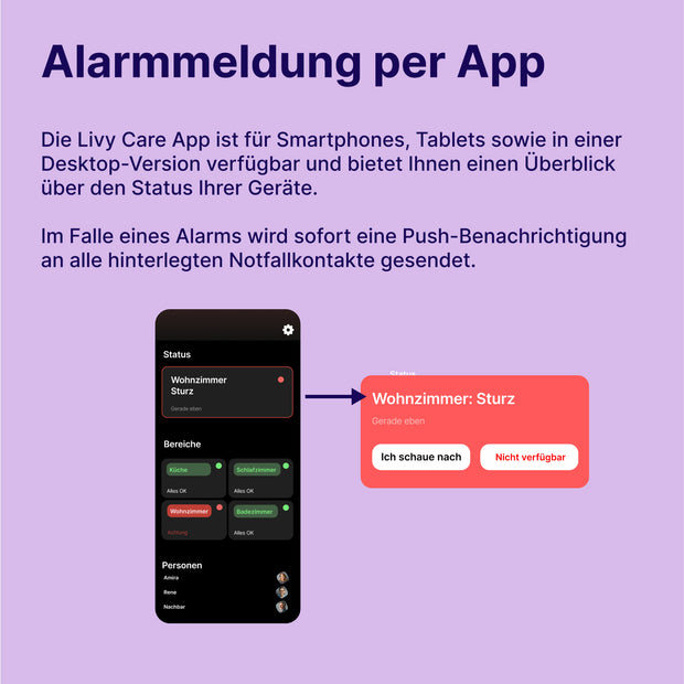 Livy Care Lite Edition: Sturzerkennung mit Gegensprechfunktion - Nur bis 31.05.2025